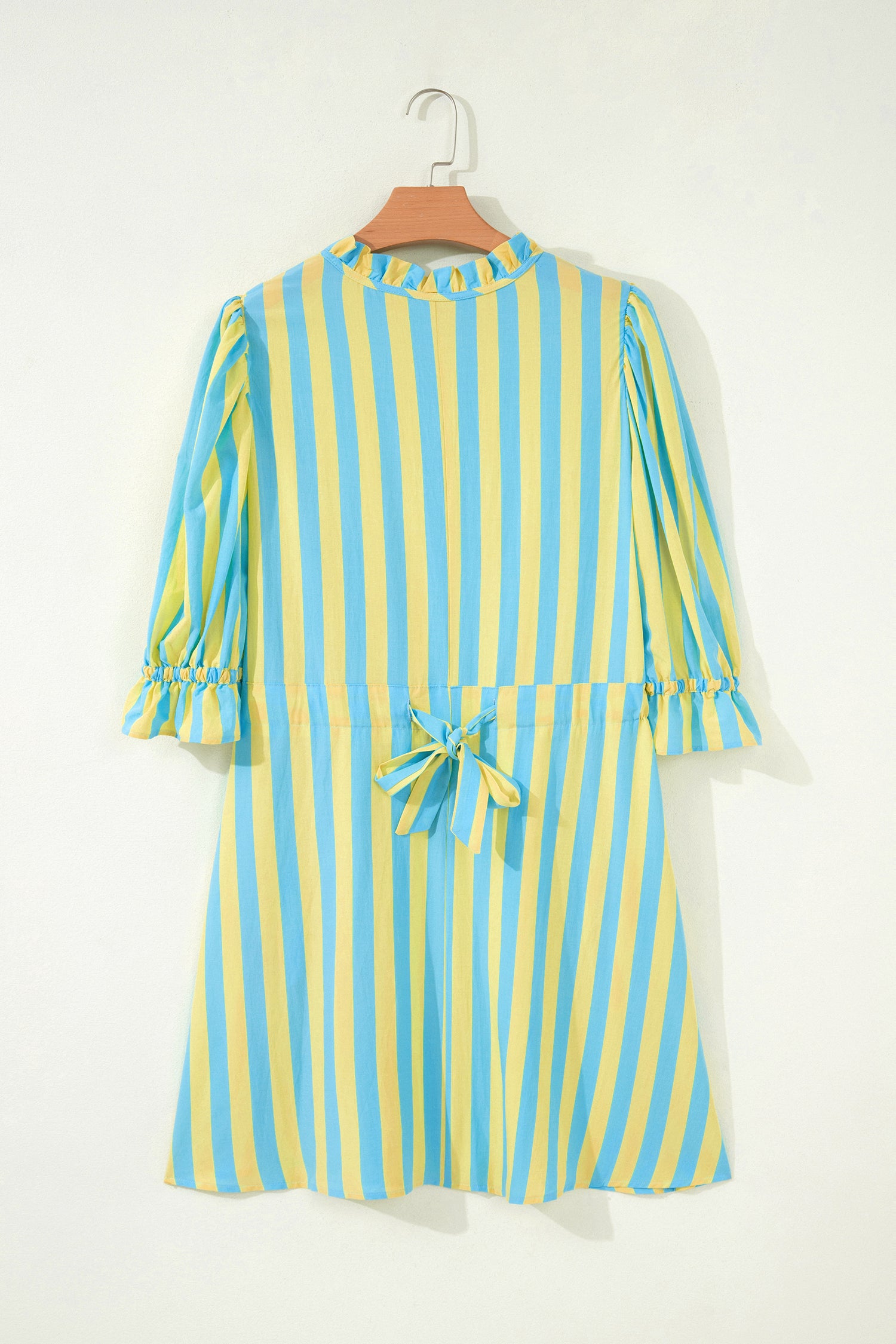 Stripe Puff Sleeve Mini Dress – Half Button