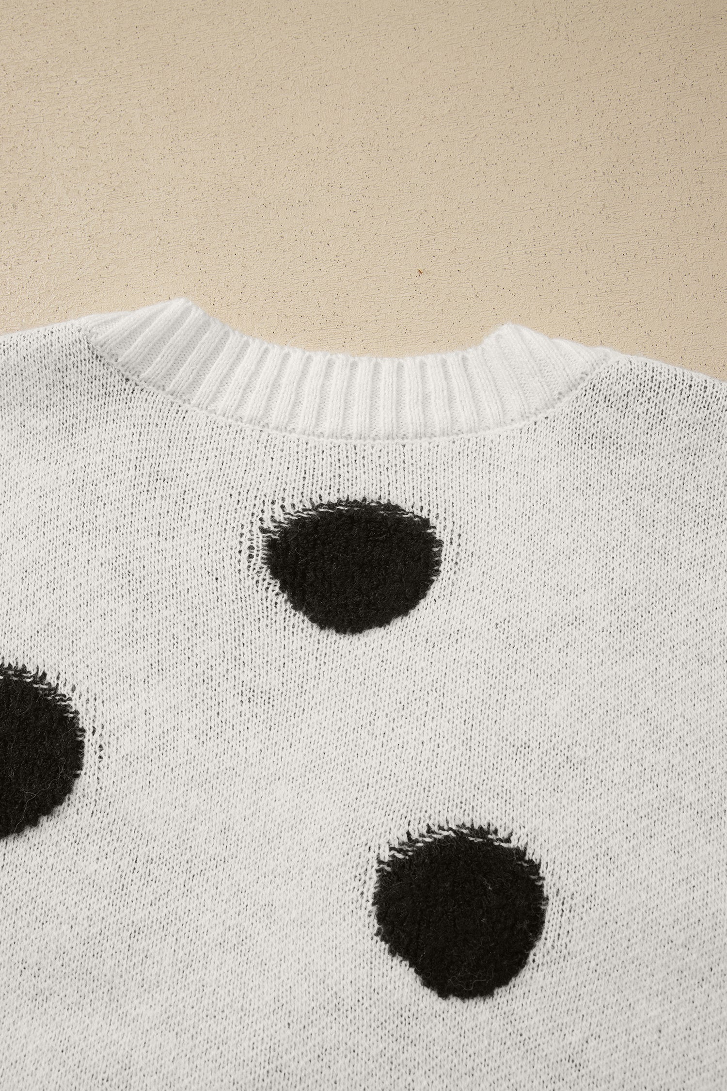 Polka Dot Button Front Oversized V Neck Cardigan – Beige