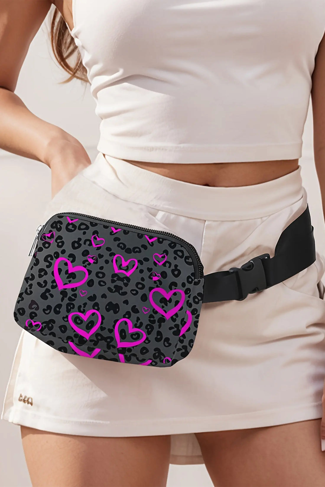 Leopard Heart Print Crossbody Bag