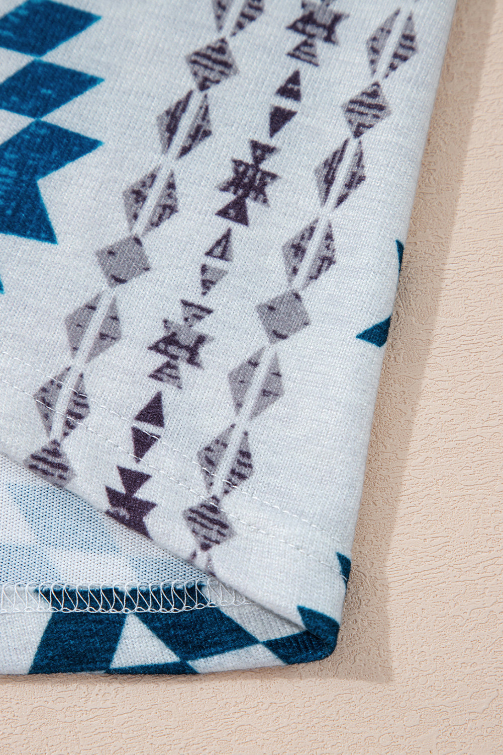 Sky Blue Western Aztec Printed Open Front Long Cardigan eAura