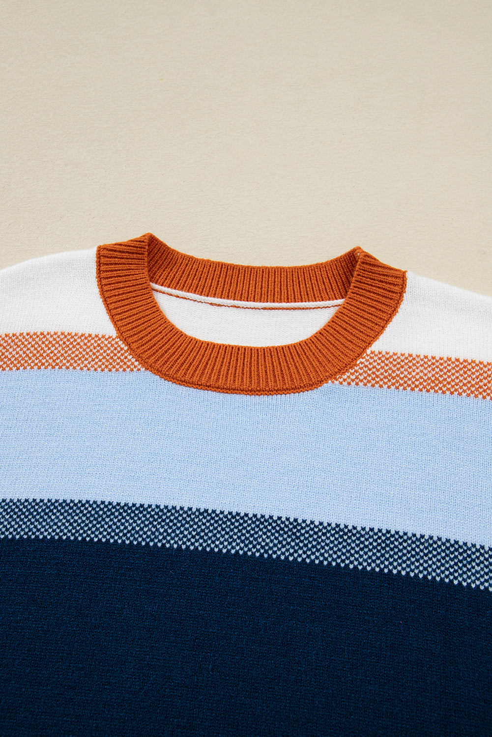Colour Block Round Neck Sweater Dear-Lover Dropshipping