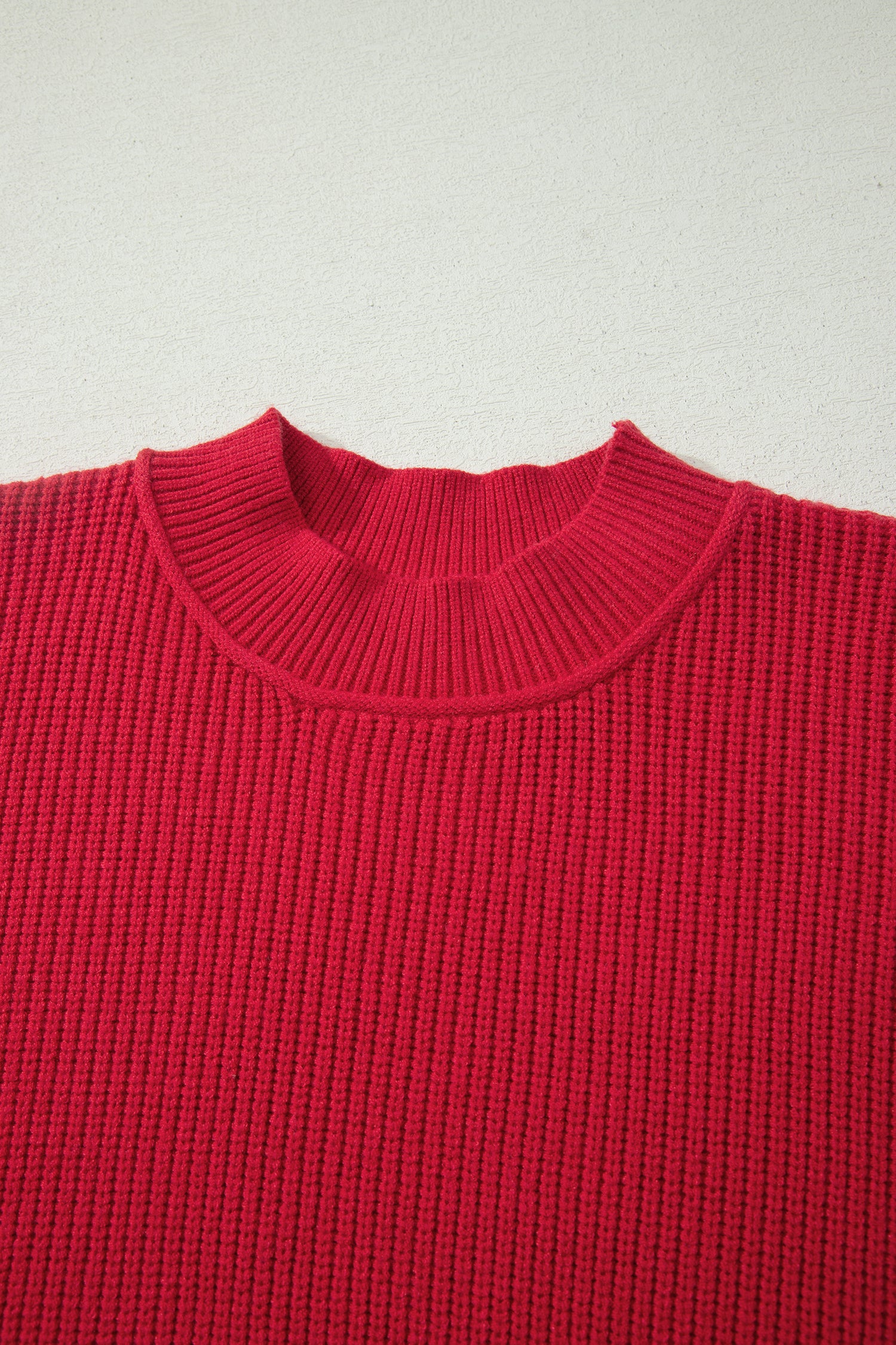 Long Sleeve Ribbed Knit Stand Neck Regular Fit Sweater – Chestnut