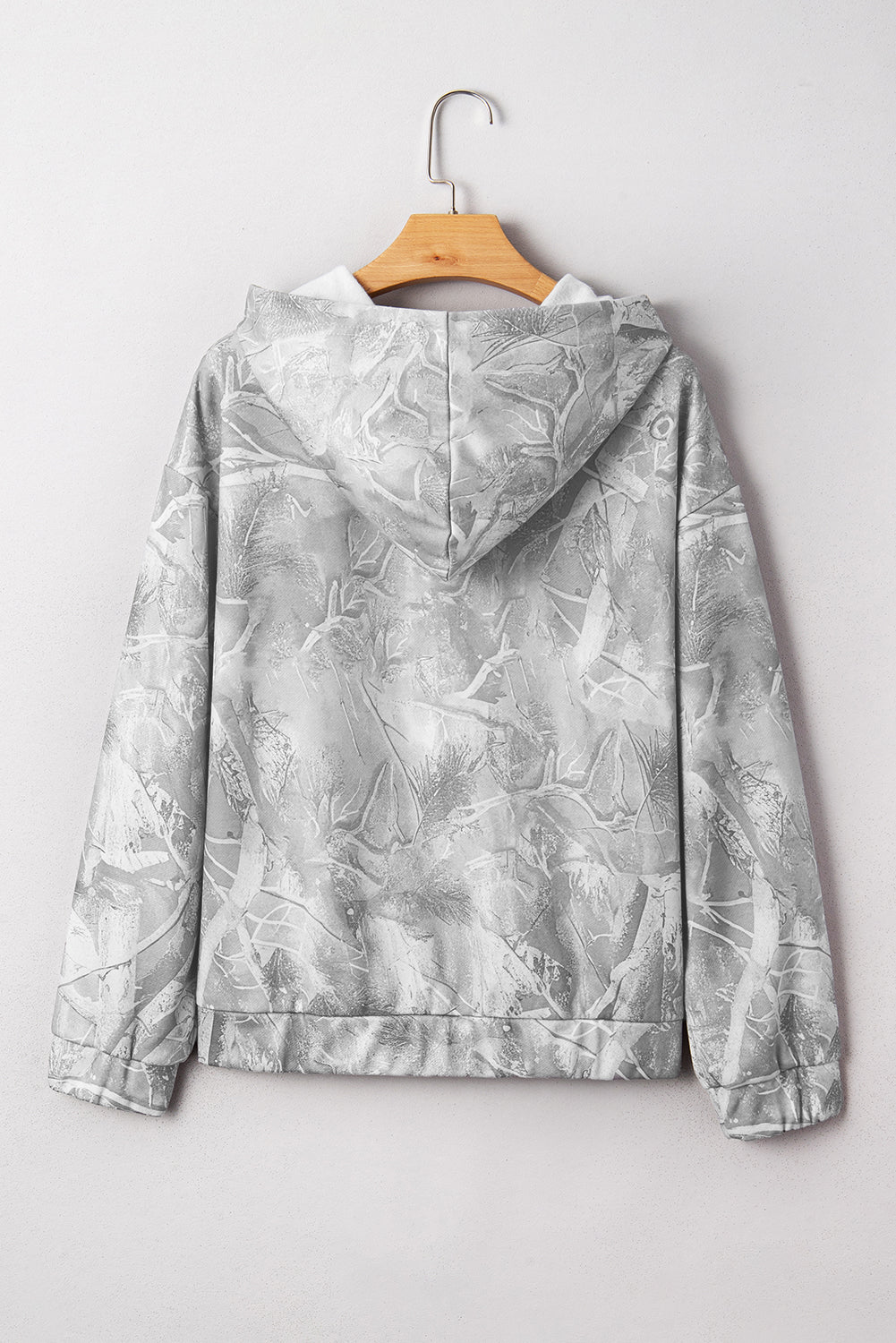 Grey Camouflage Woodland Print Oversized Sporty Hoodie - eAura