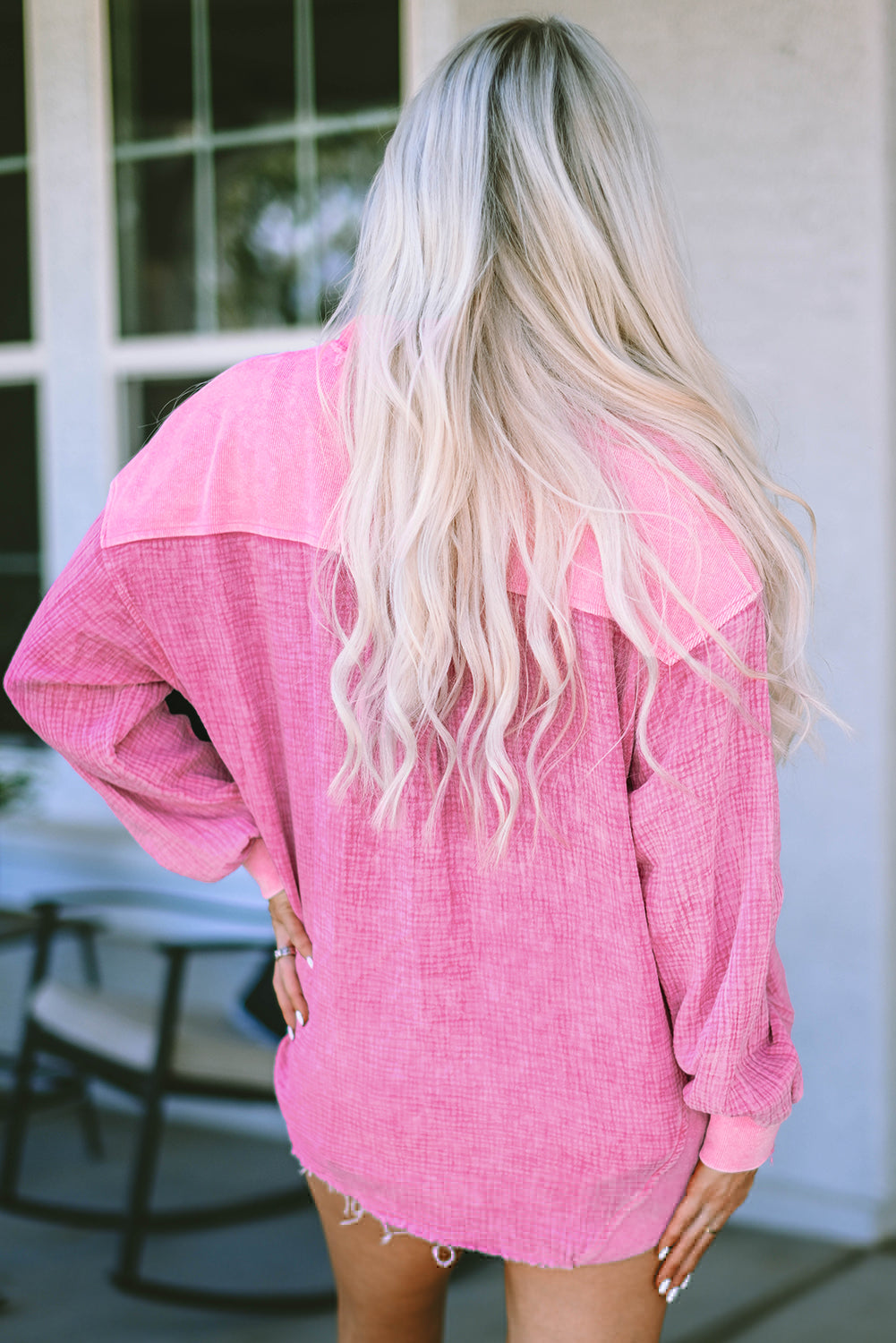 Rose Mineral Washed Cotton Shacket eAura
