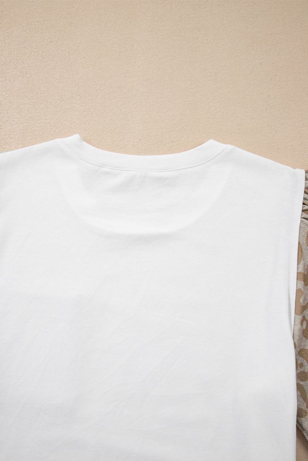 White Leopard Patchwork Crochet Lace Trim Puff Sleeve T Shirt eAura