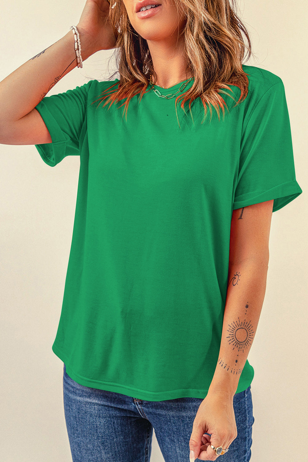 Casual Plain Crew Neck Tee T-Shirt Dear-Lover Dropshipping