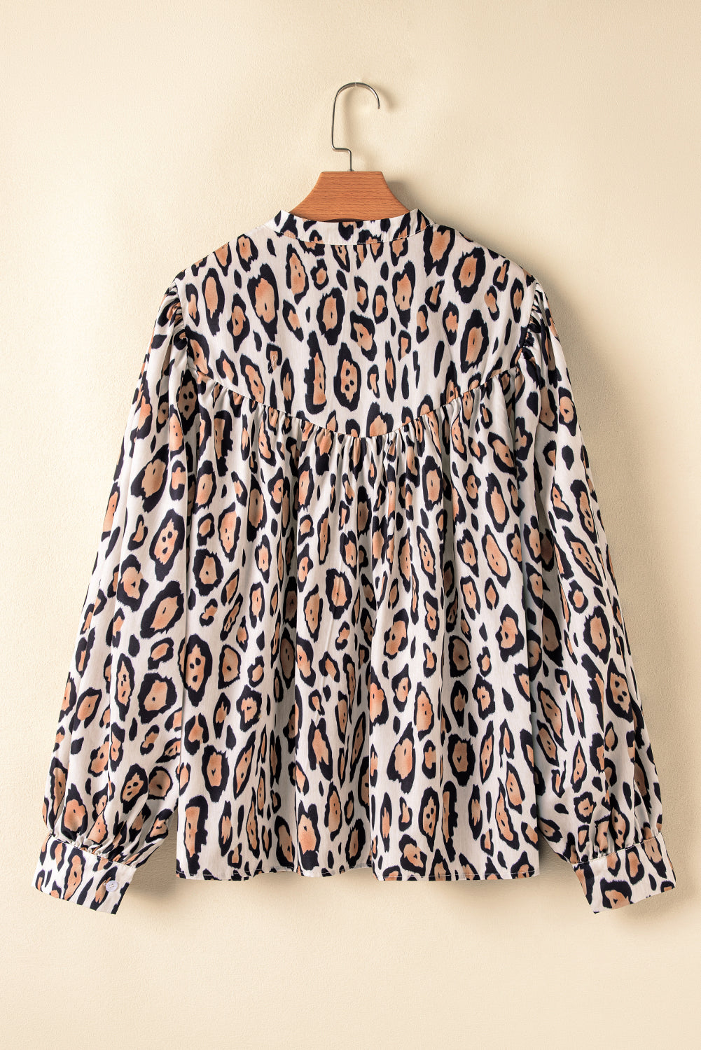 Jet Stream Oversized Leopard Print Balloon Sleeve Casual Shirt - eAura