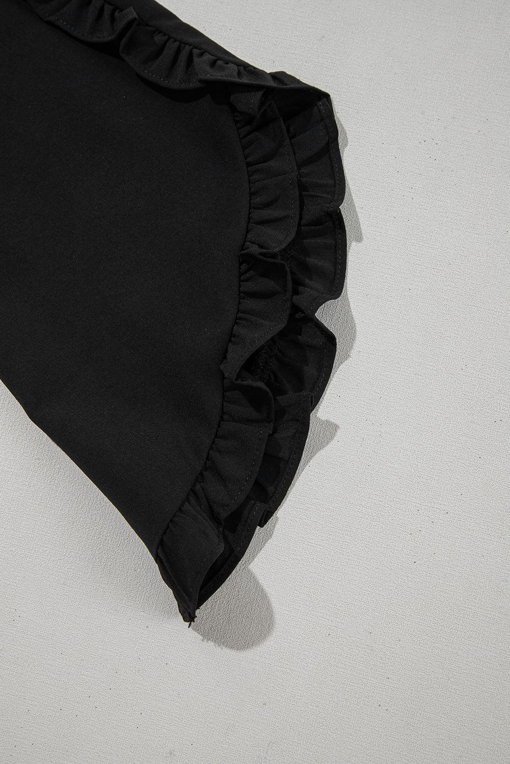Ruffle Trimmed 3/4 Sleeve Round Neck Blouse eAura