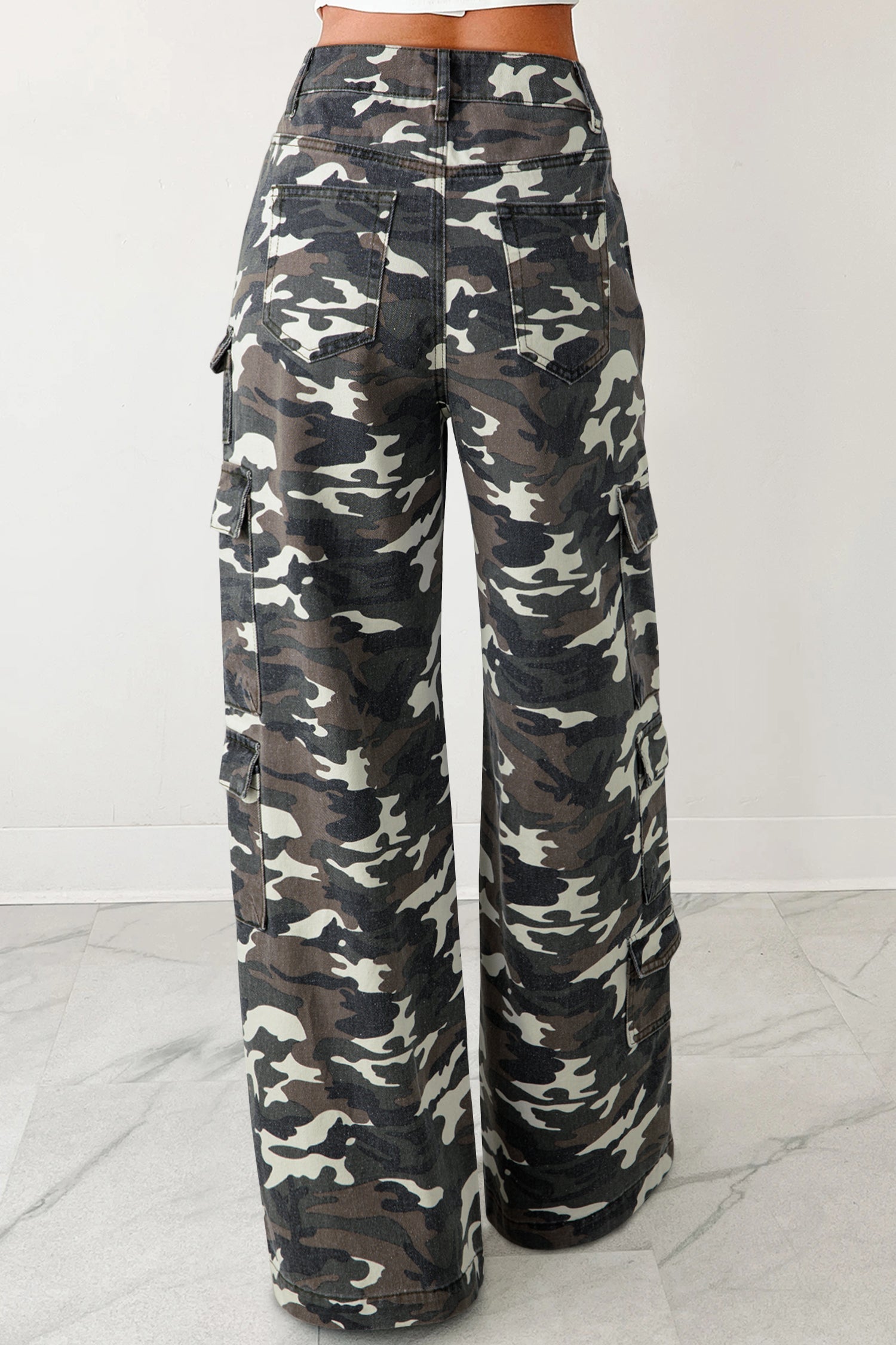 Camo Cargo Wide Leg Jeans - eAura