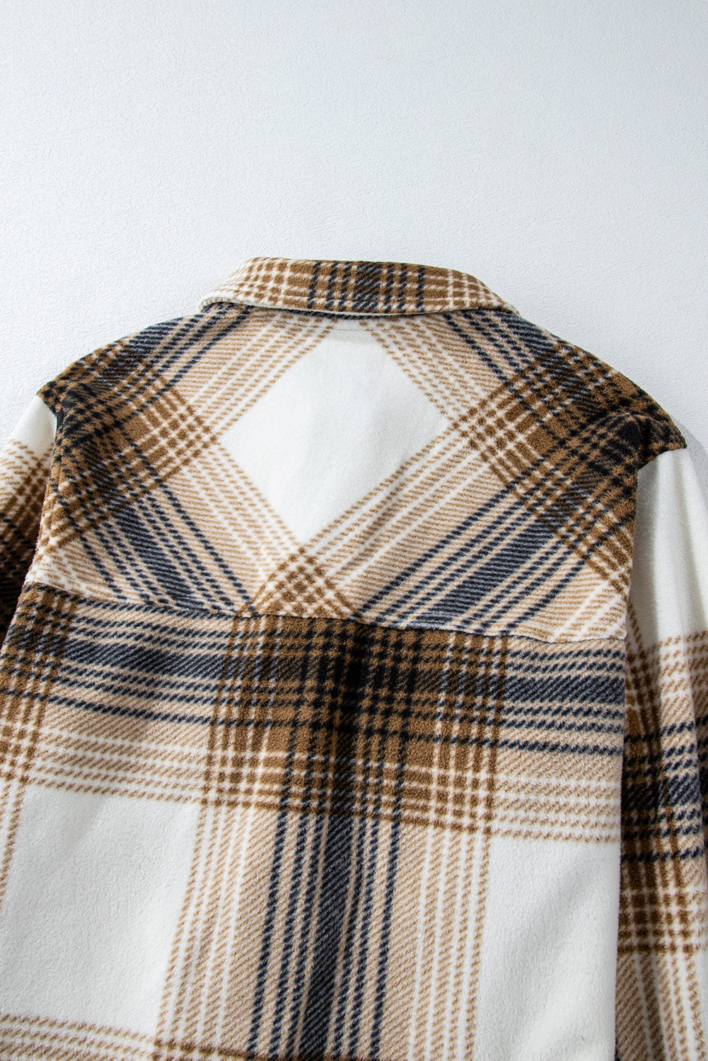 Multicolour Plaid Print Flap Pocket Button Up Shacket Beagle Boutique Fashion Outlet