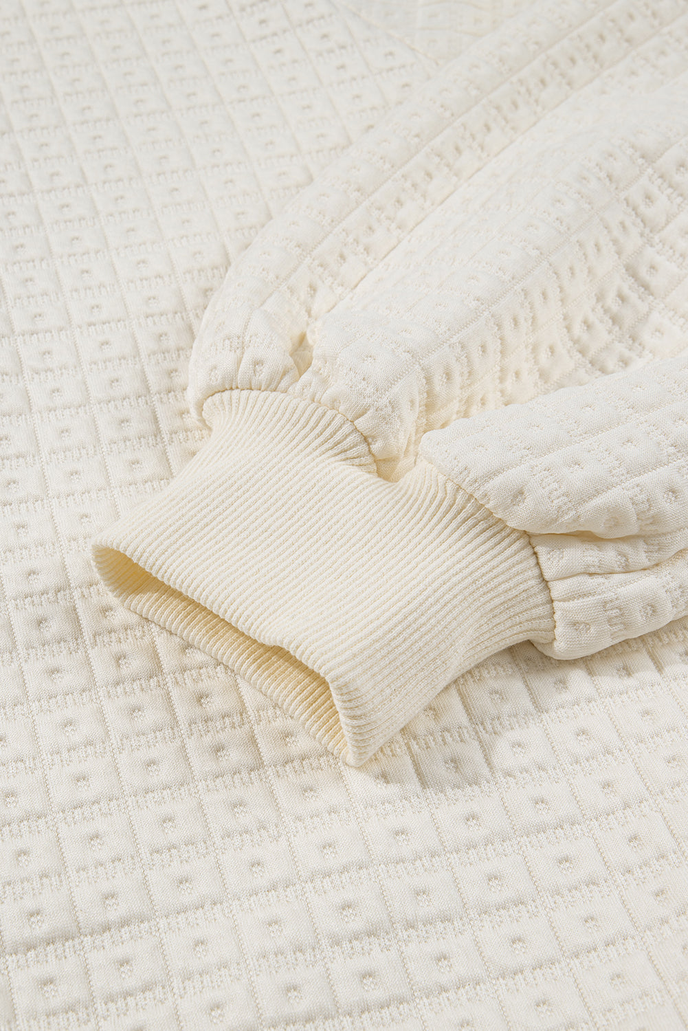 Textured Half Button Collared Sweatshirt - eAura