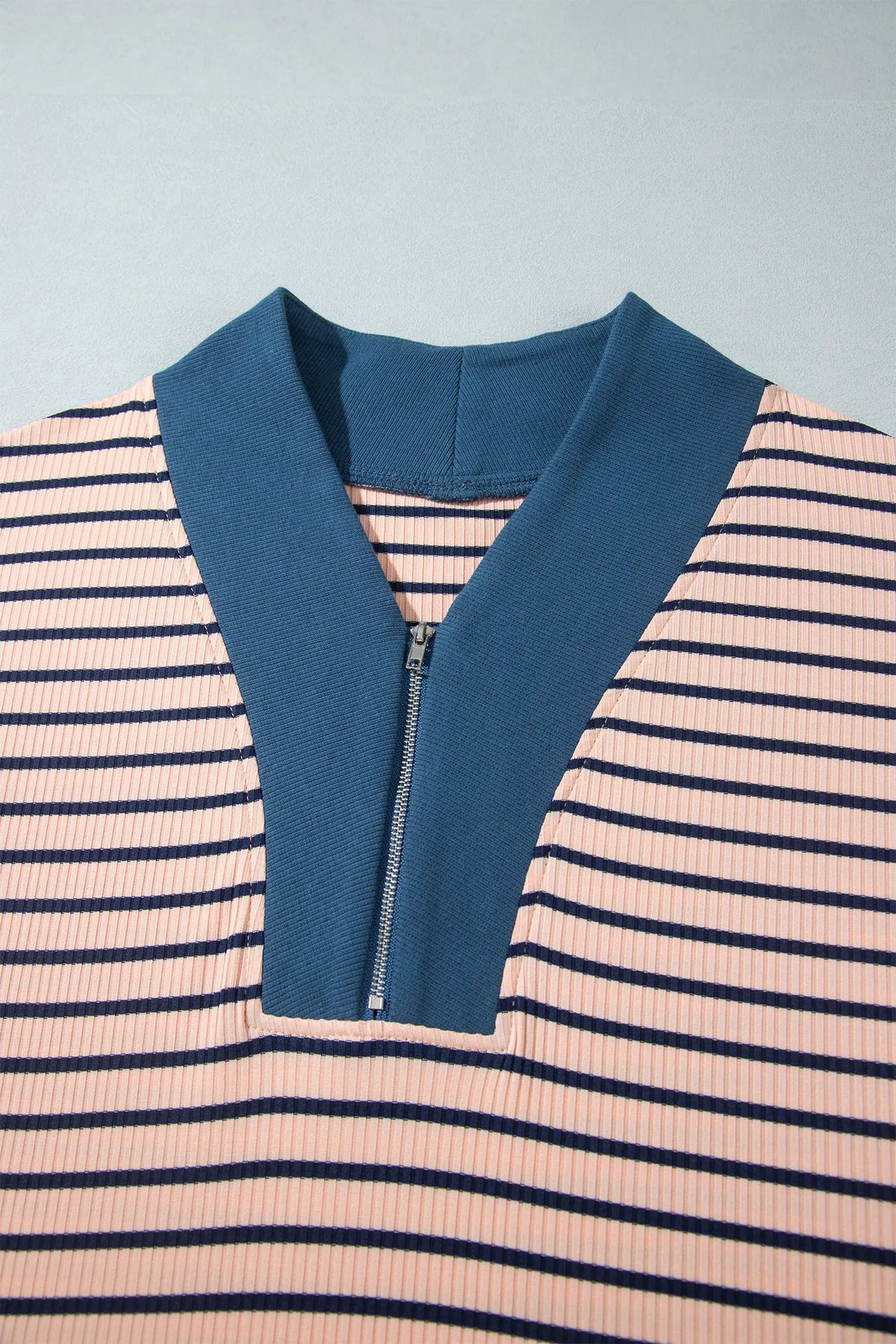 Striped Colourblock V Neck Long Sleeve Plus Size Set – Pink Stripe