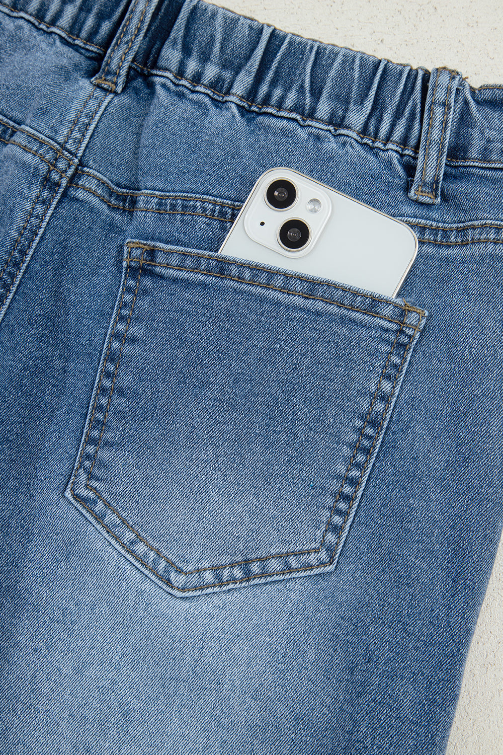 Stone Blue Star Patchwork Cropped Wide Leg High Waist Jeans eAura