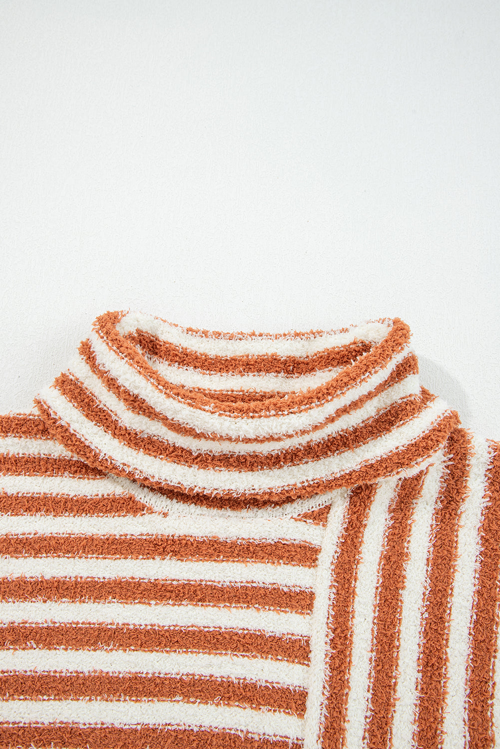 Orange Stripe Cowl Neck Drop Shoulder Sweater eAura