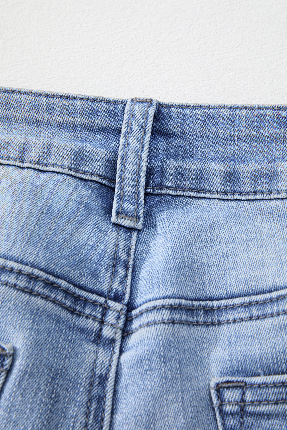 Beau Blue Mineral Wash Raw Hem High Waist Flared Jeans eAura