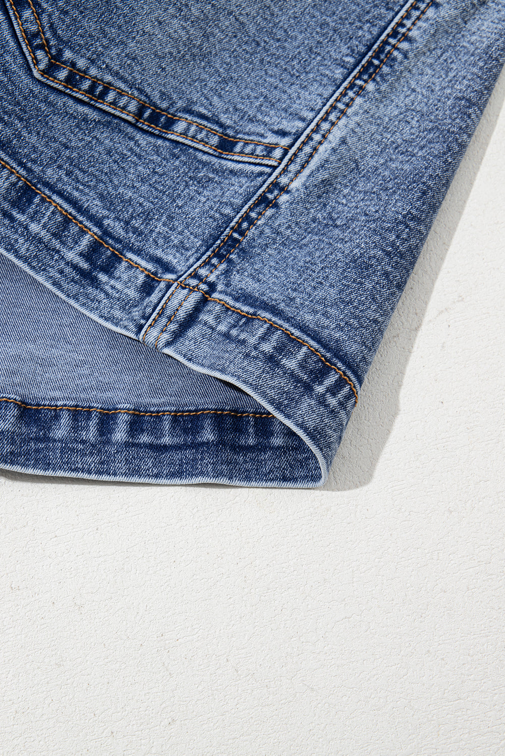 Dusk Blue Sleeveless U Neck Patched Pocket Denim Romper eAura