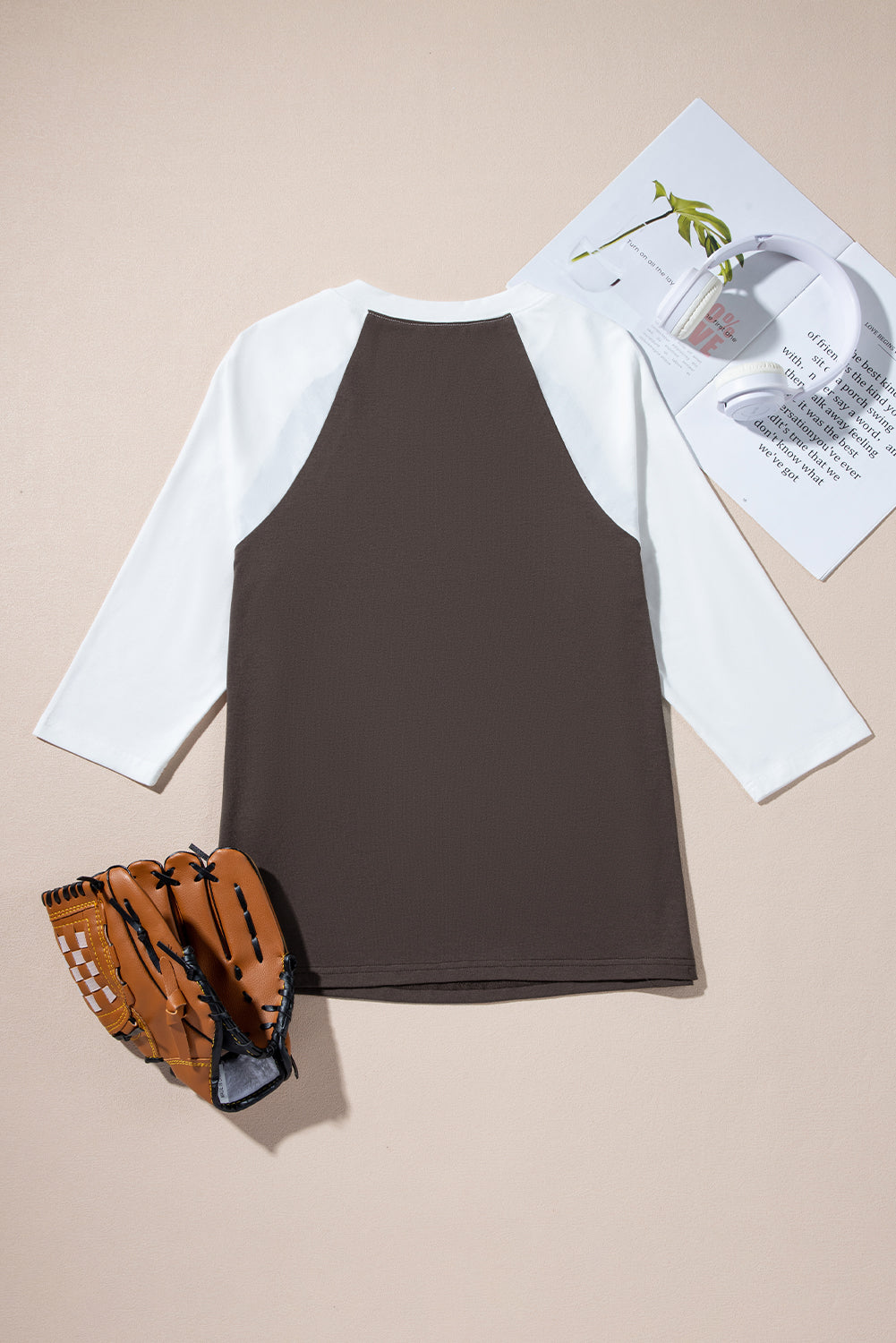 Brown Western Yeehaw Graphic Vintage Raglan Long Sleeve Top eAura