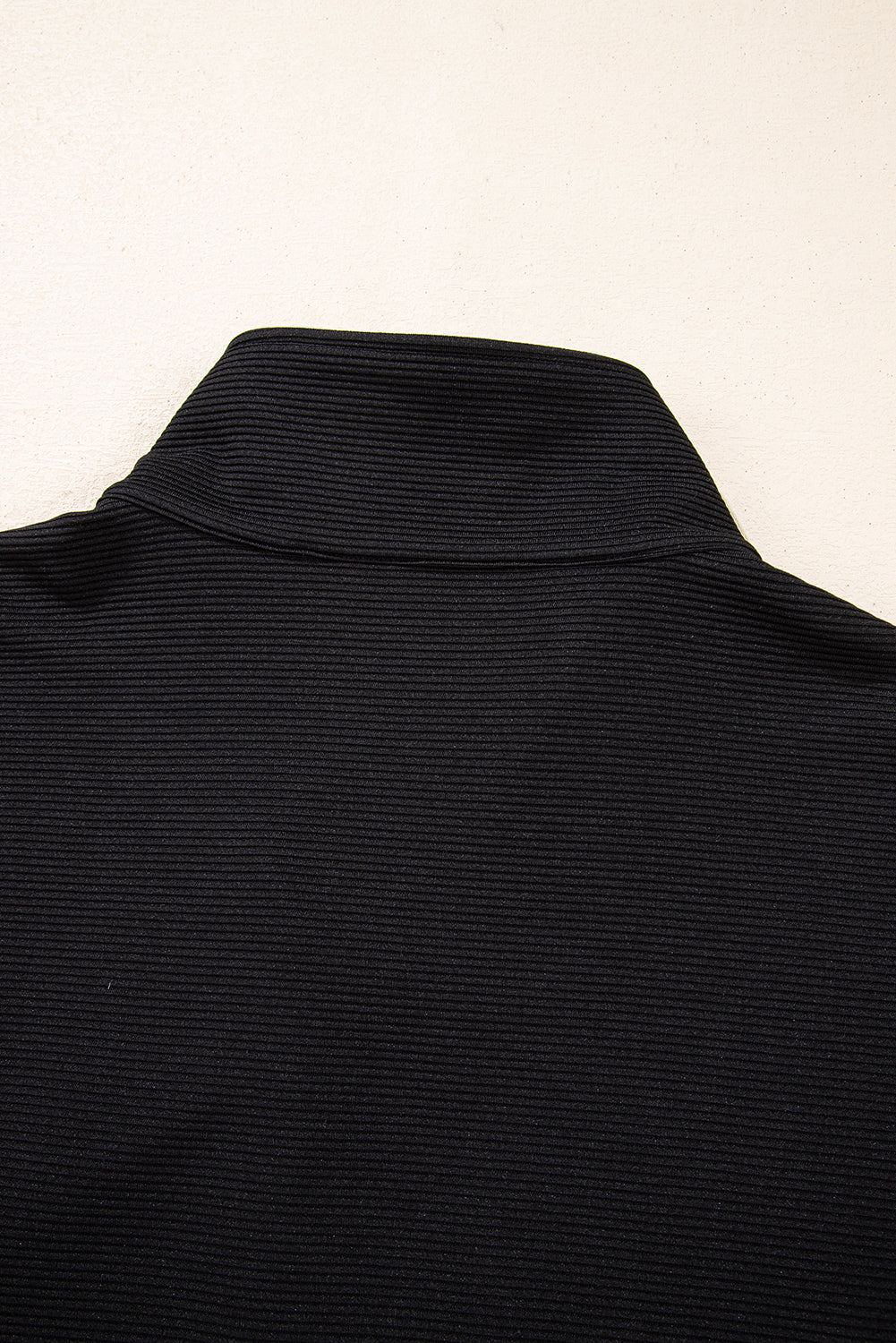 Black Textured Quarter Zip Kangaroo Pocket Top Drawstring Shorts Set eAura