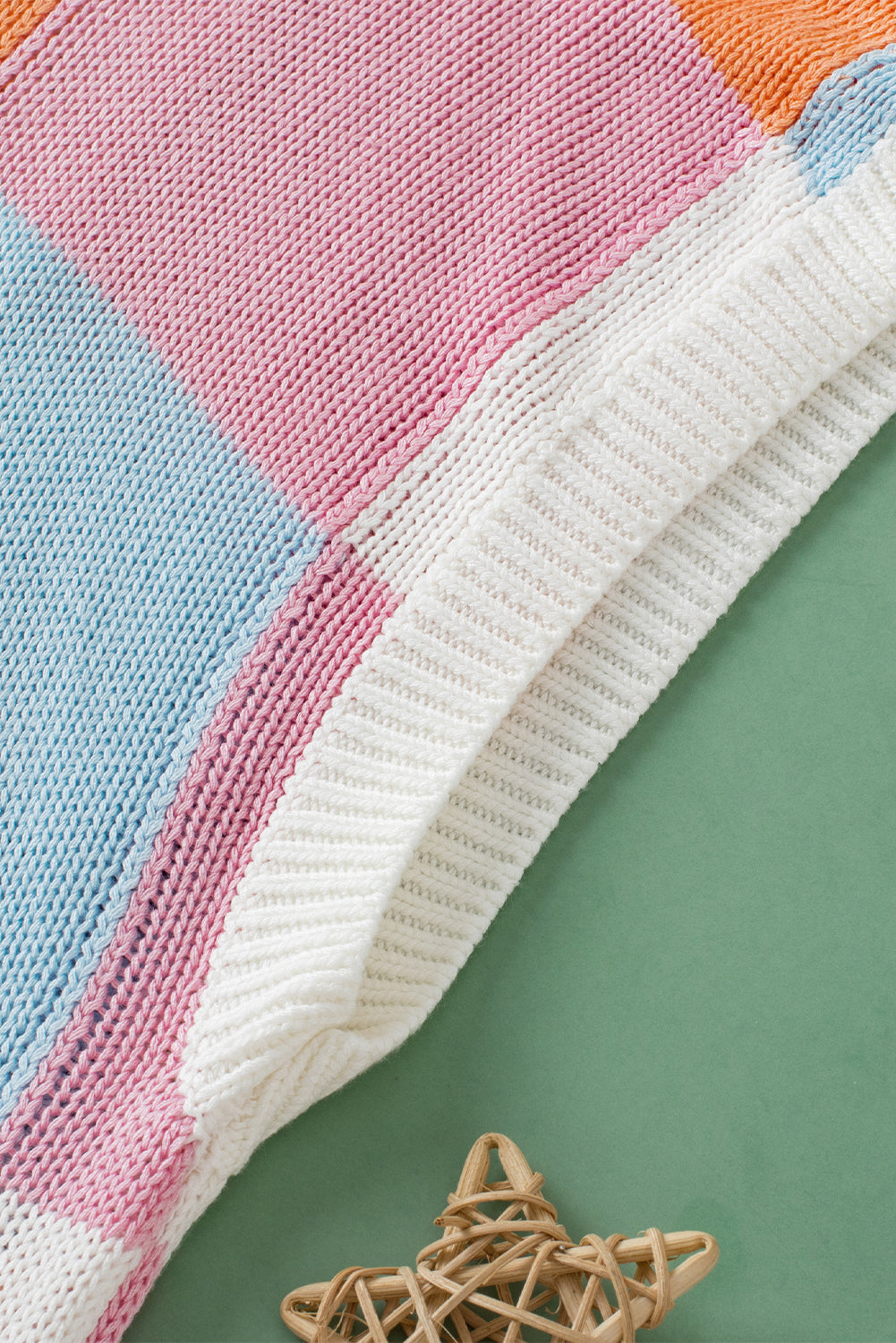 Grapefruit Orange Colour Block Cap Sleeve Sweater eAura
