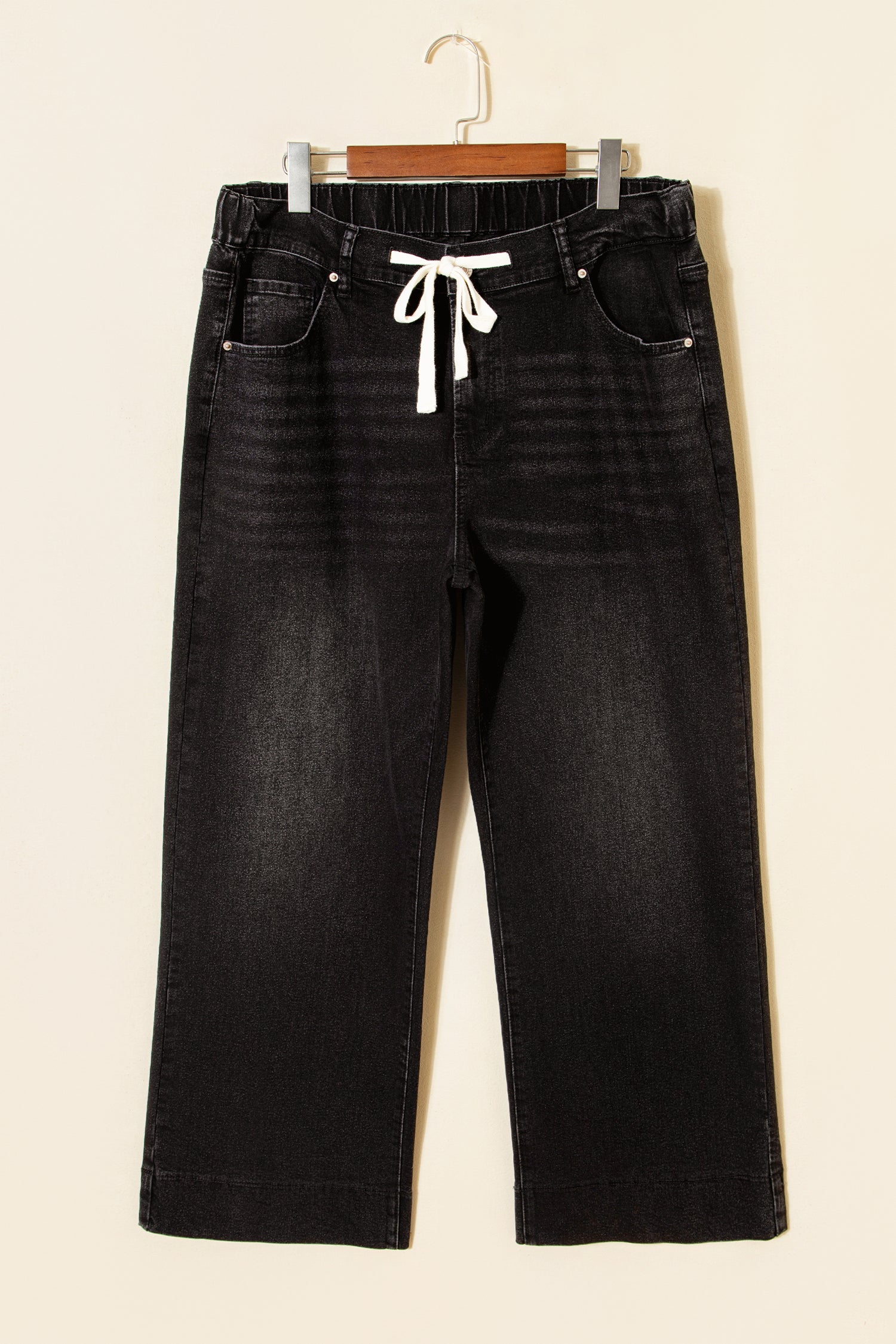 Acid Wash Contrast Lace-up Plus Size Jeans