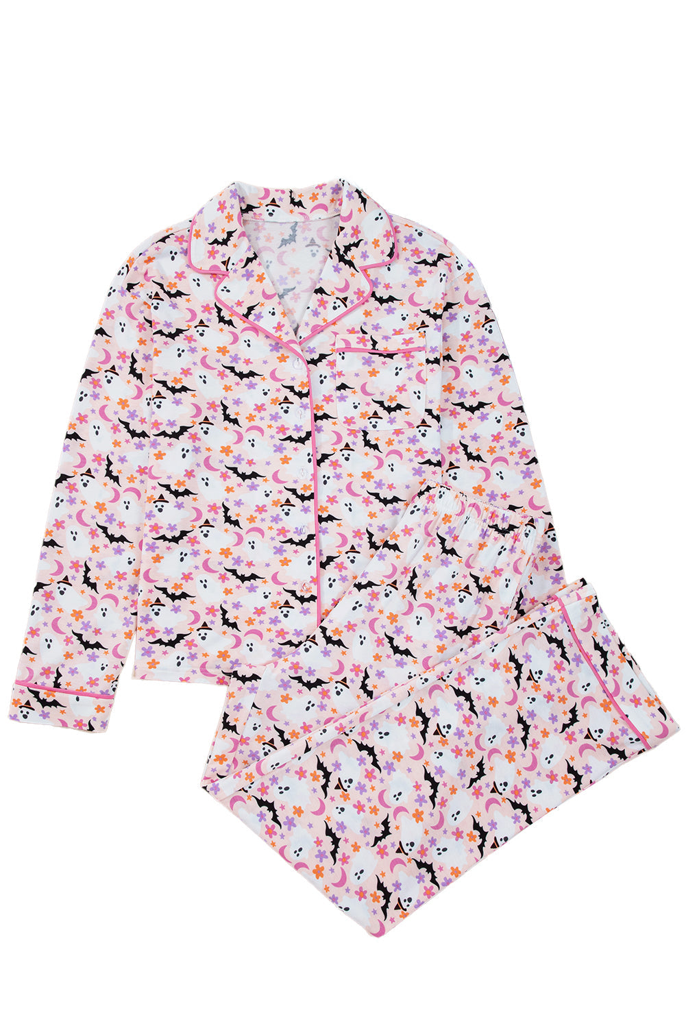 Pink Halloween Eve Haunted Honey Bat Print Pyjama Set - eAura