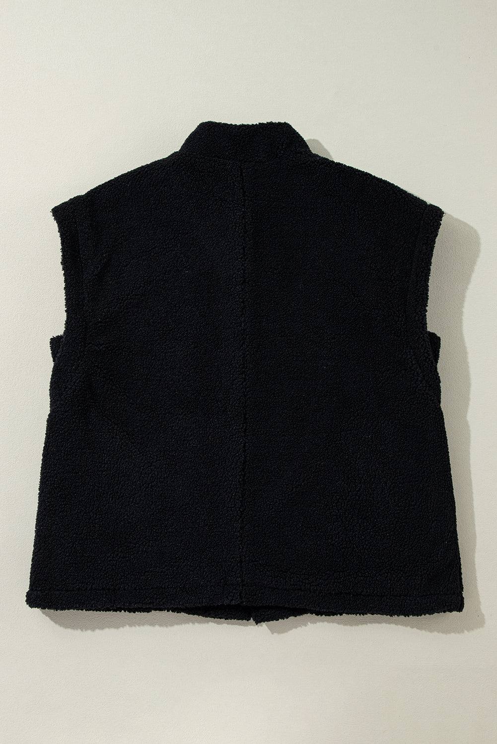 Black Sherpa Stand Collar Jacket Vest Beagle Boutique Fashion Outlet