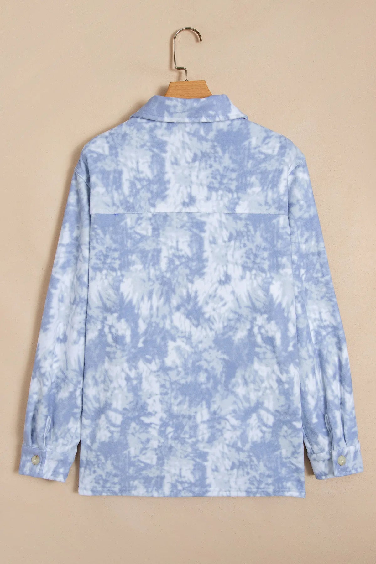 Tunic jacket with fuzzy collar, long sleeves and patch pockets