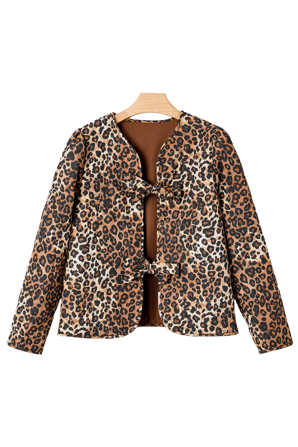 Leopard Quilted Tie Front Jacket - eAura