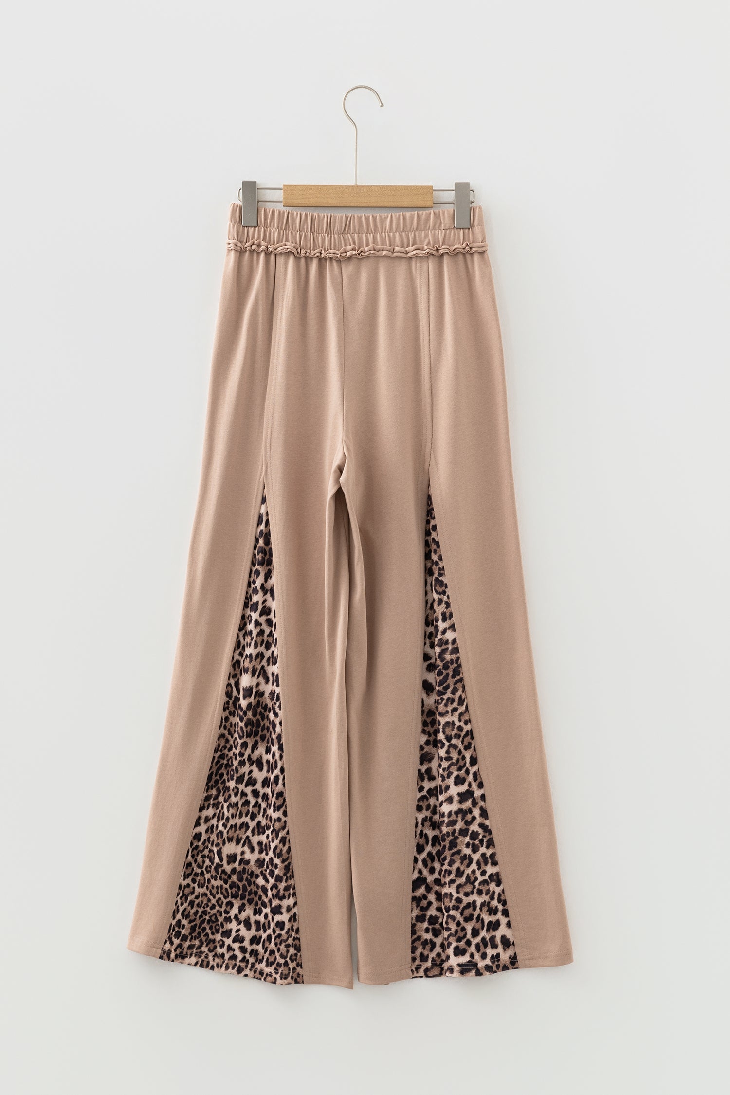 Mineral Wash Leopard Patchwork Wide Leg Trousers - Bottoms/Wide