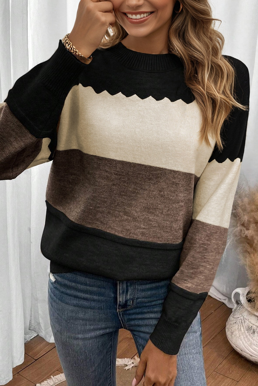 Crew Neck Drop Shoulder Sweater Dear-Lover Dropshipping