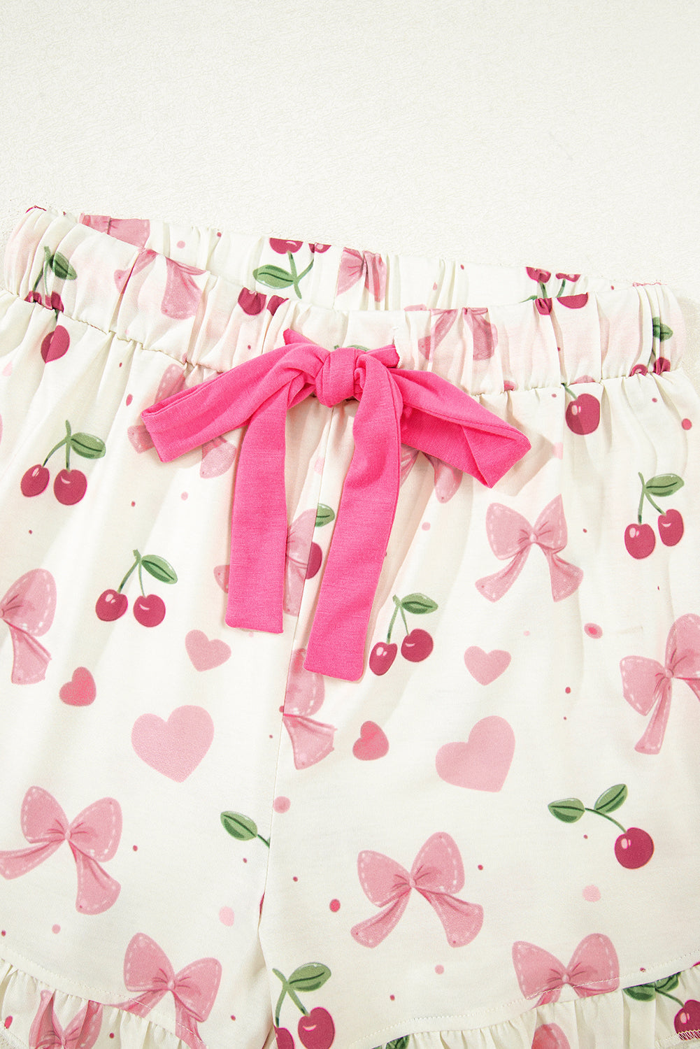 White Floral Print Contrast Pipping Short Pyjamas Set eAura