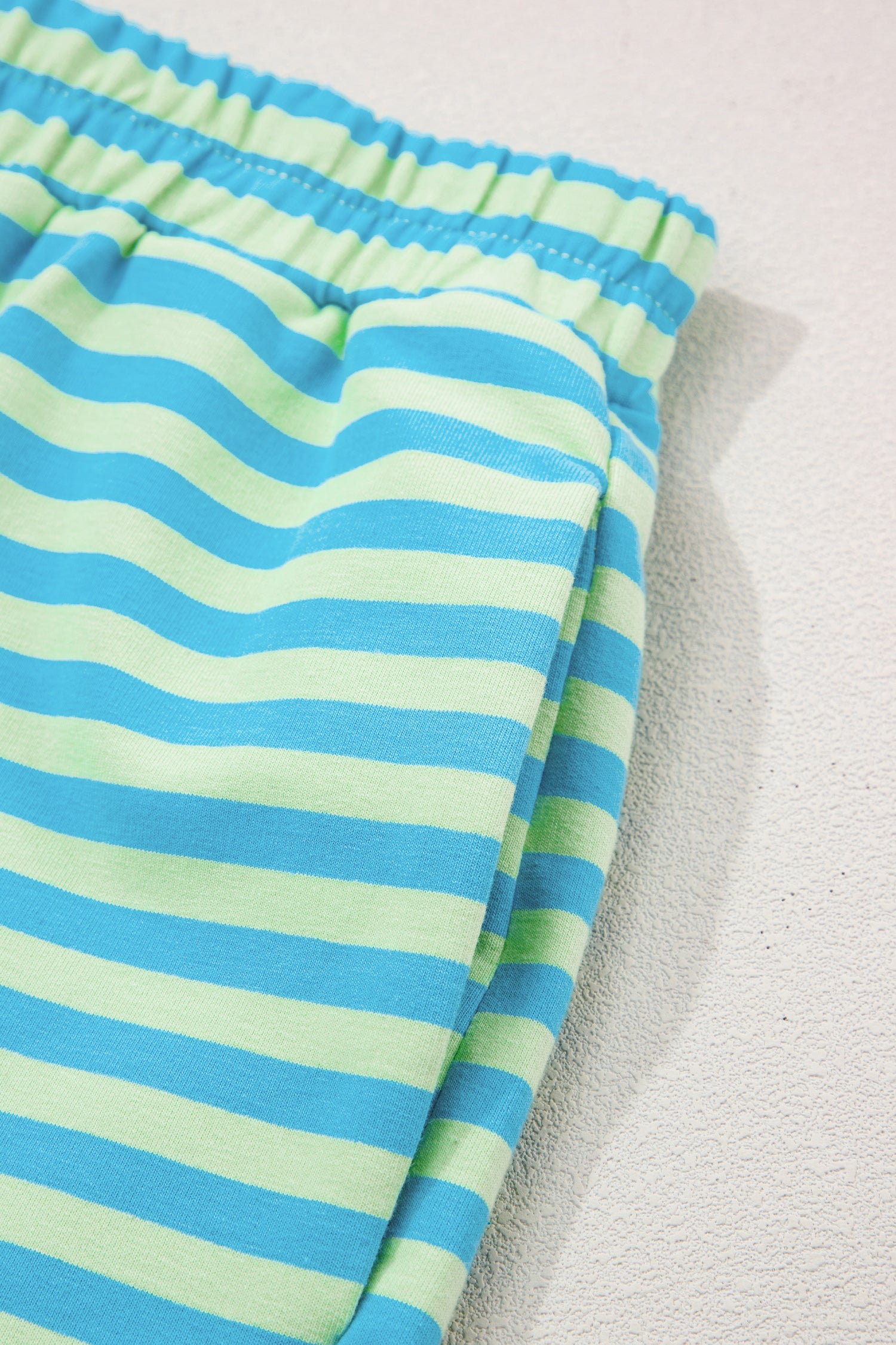 Color Block Detail Long Sleeve Pullover Elastic Waist Pull On Shorts 2pcs Set – Yellow Stripe