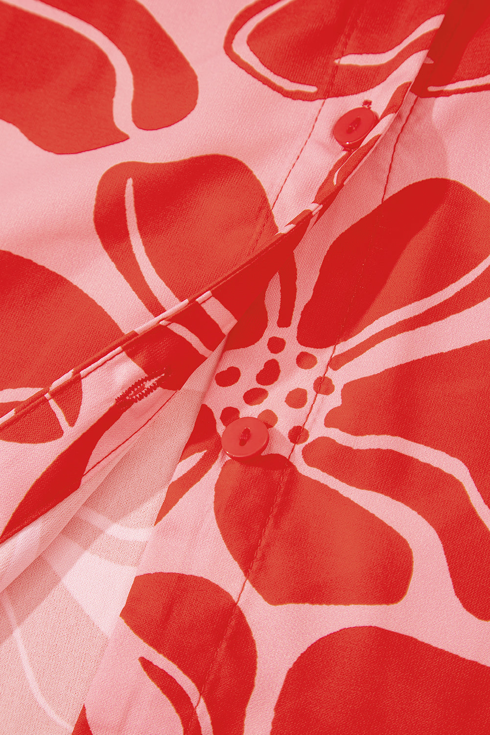 Floral Short Sleeve V-Neck Buttoned Shirred Waist Long Dress - eAura