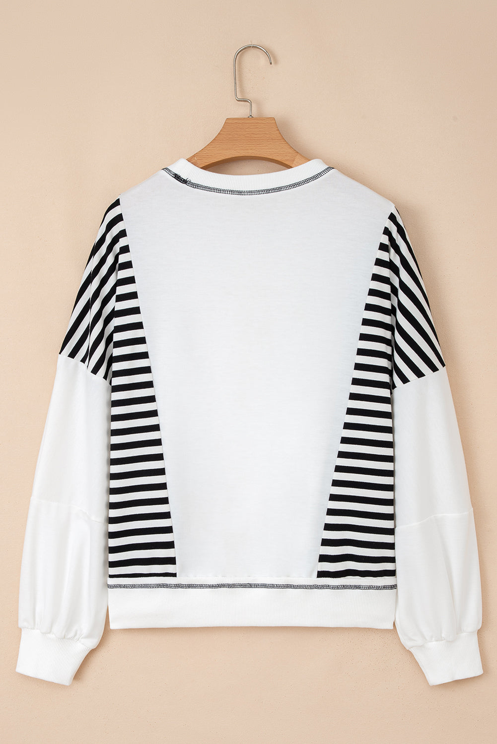 Striped Contrast Stitching Oversized Sweatshirt - eAura