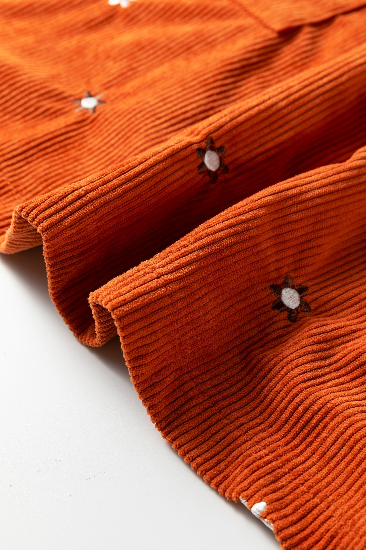 Flower Embroidered Corduroy Overall Mini Dress - eAura