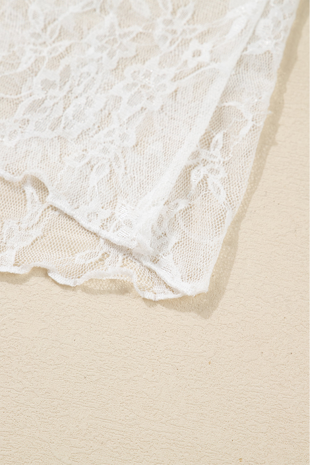 Sheer Lace Mesh Mock Neck Slim Fit Long Sleeve Top - eAura