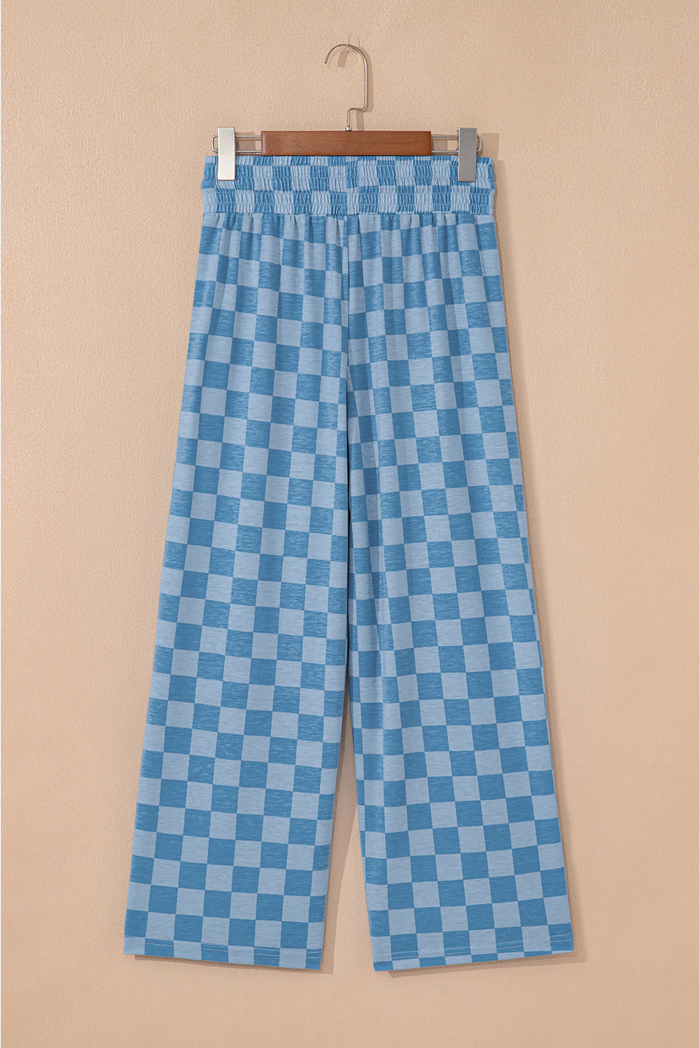 Checkered Elastic High Waist Loose Casual Trousers - eAura