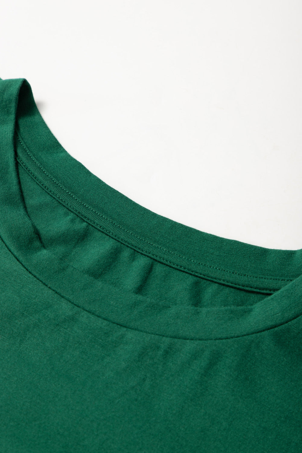 Dark Green Round Neck Rolled Sleeve Plus Size T-shirt BB Fashion Outlet