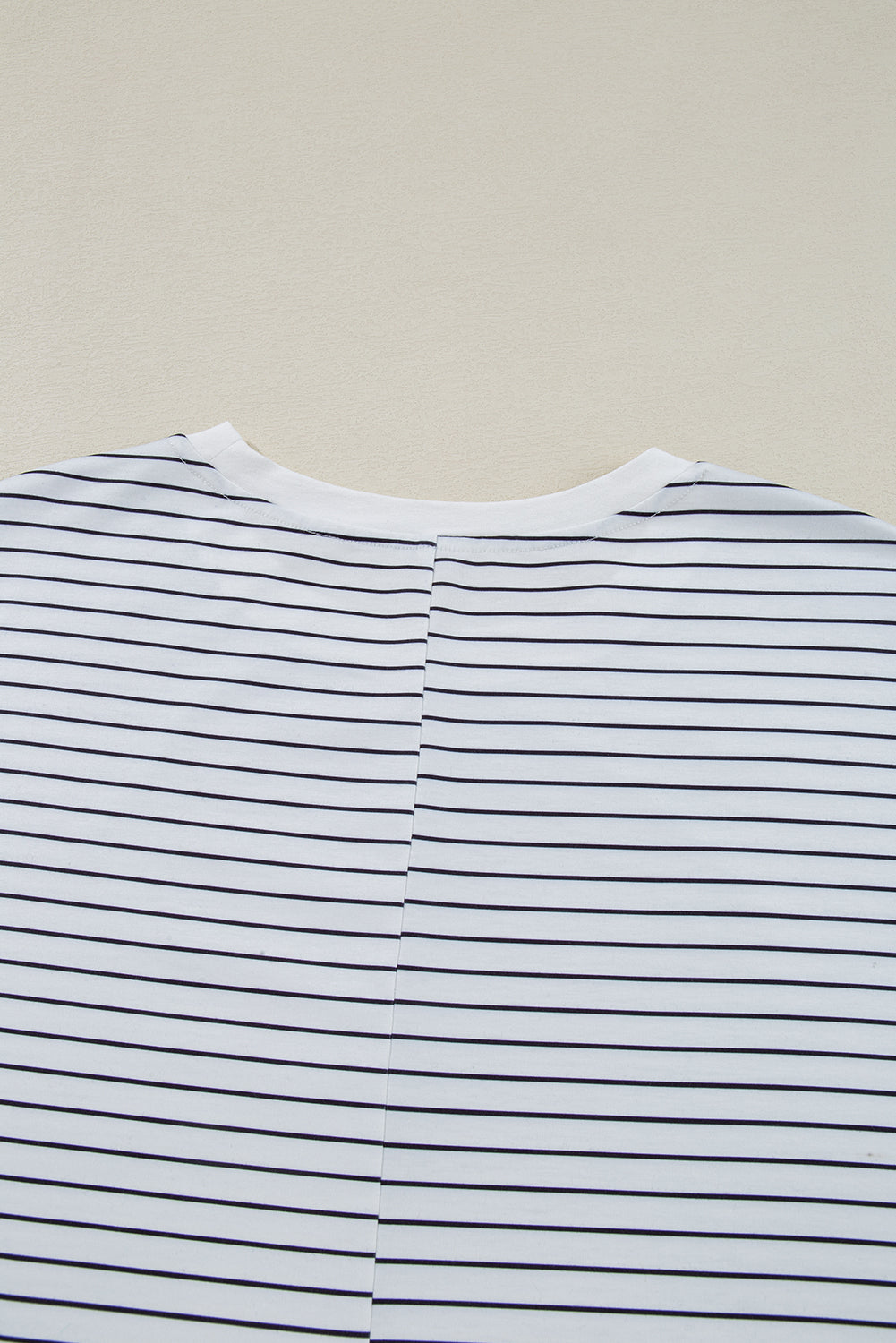 White Stripe Ruffled Short Sleeve Crew Neck T Shirt Shift Mini Dress eAura