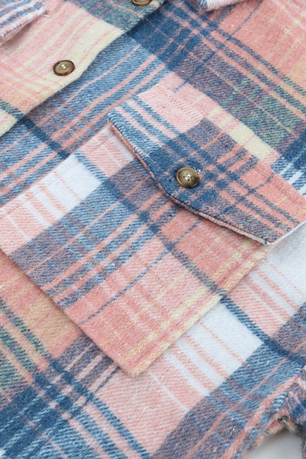 Pink Black/Pink Plaid Flap Pockets Shacket eAura