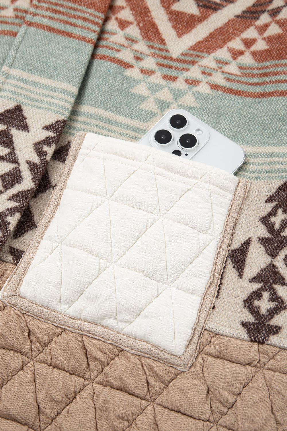 Beige Aztec Quilted Patchwork Western Jacket Dear-Lover Dropshipping