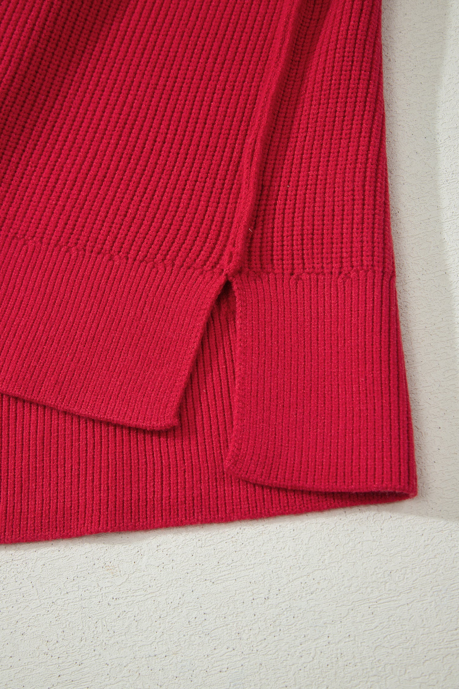 Long Sleeve Ribbed Knit Stand Neck Regular Fit Sweater – Chestnut