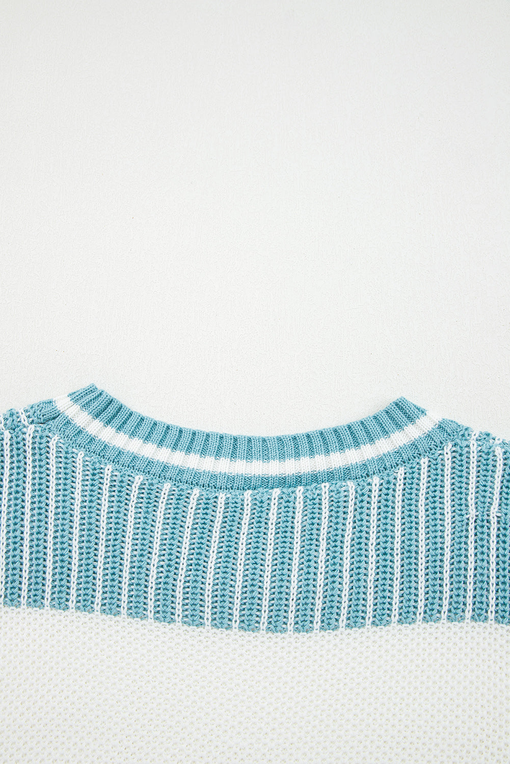 Two Tone Striped Patchwork Drop Shoulder Oversized Sweater - eAura