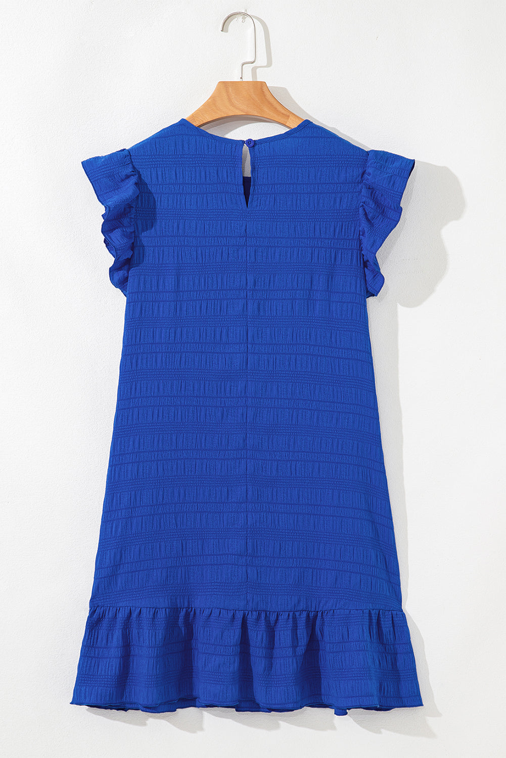 Textured Flutter Sleeve Ruffled Mini Dress eAura