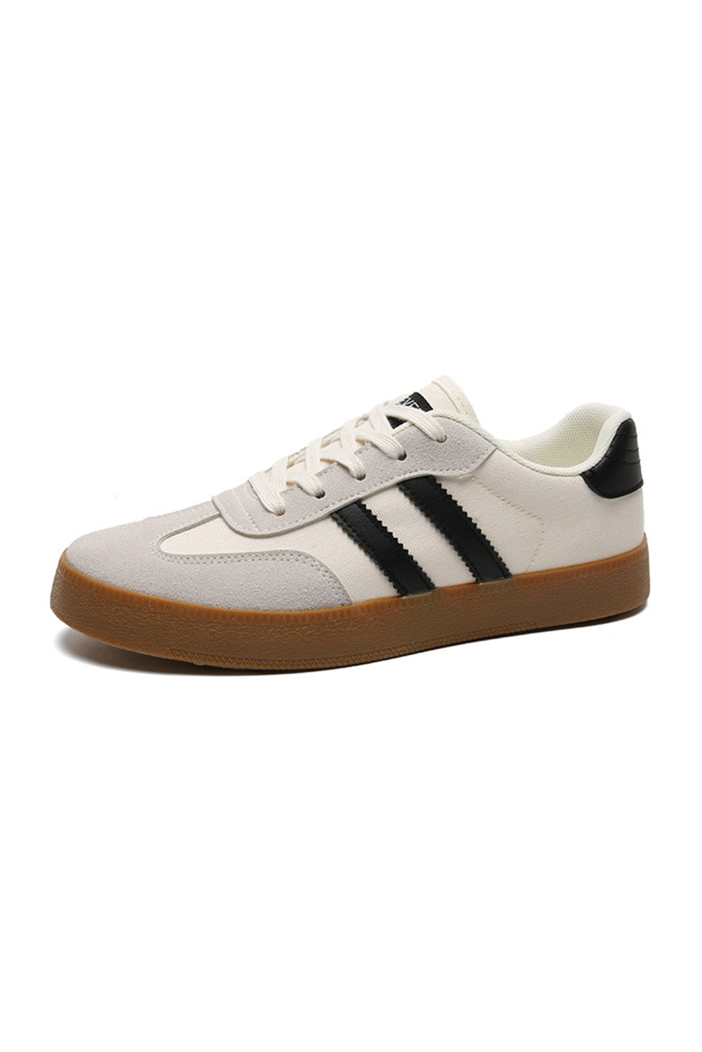 White Striped Lace-up Flat Trainers BB Fashion Outlet