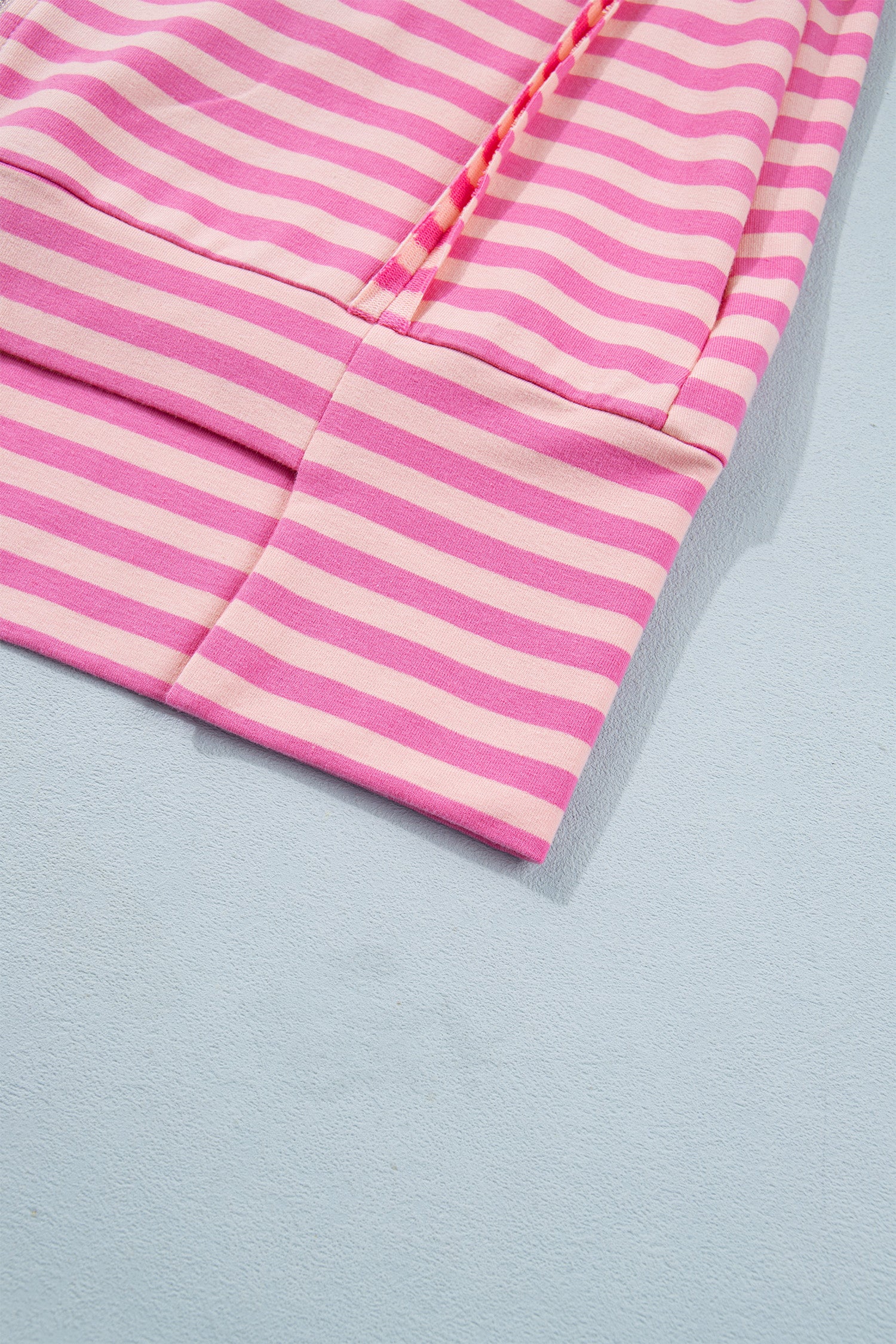 Zip-up Puff Sleeve Zip Jacket Sweatshirt – Pink Stripe