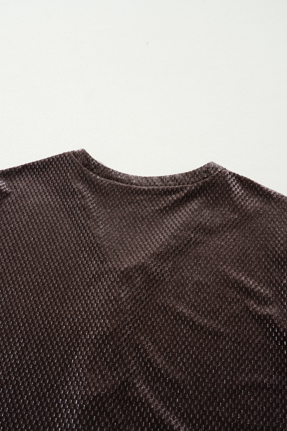 Dark Brown Textured Velvet V Neck Shift Dress eAura