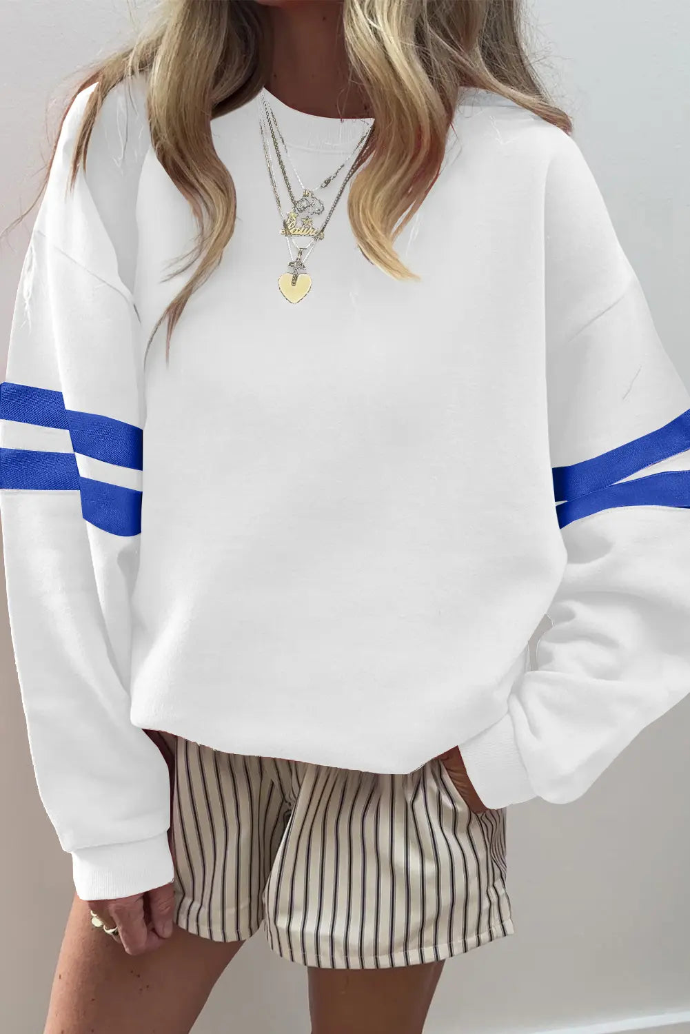Striped Detail Drop Shoulder Oversized Sweatshirt