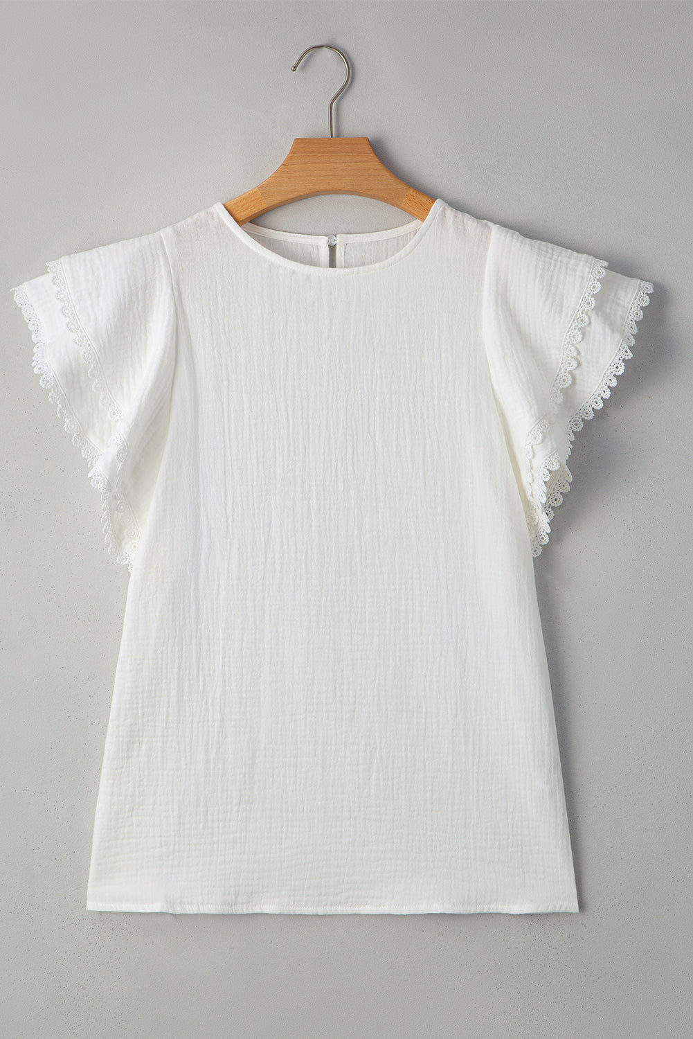 White Crinkled Layered Ruffled Flutter Sleeve Blouse eAura