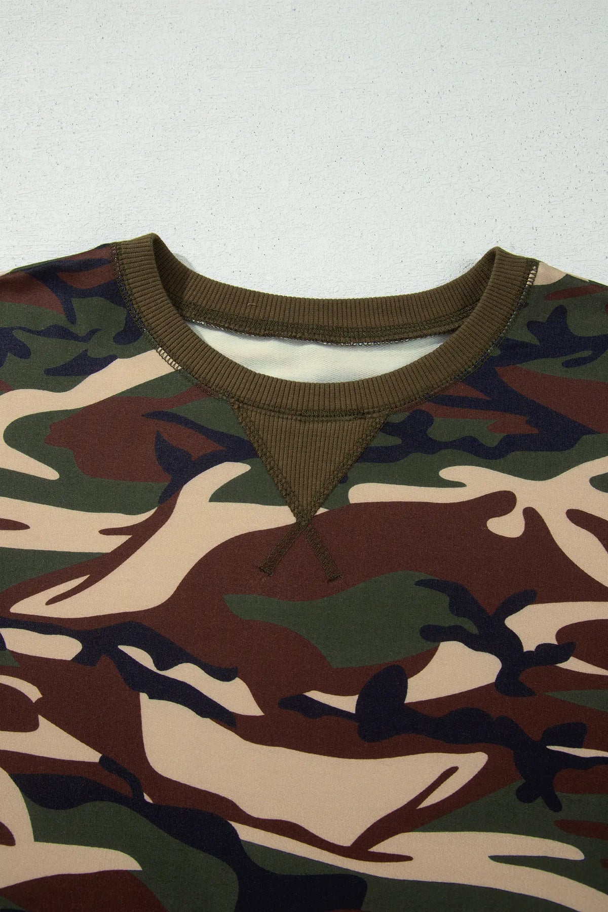 Camouflage Print Round Neck Baggy Pullover Sweatshirt – Multicolour